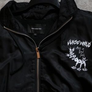 ROSE IN GOOD FAITH X JUICE WRLD 999 CLUB Suede-Lined Bomber Jacket LIMITED RUN